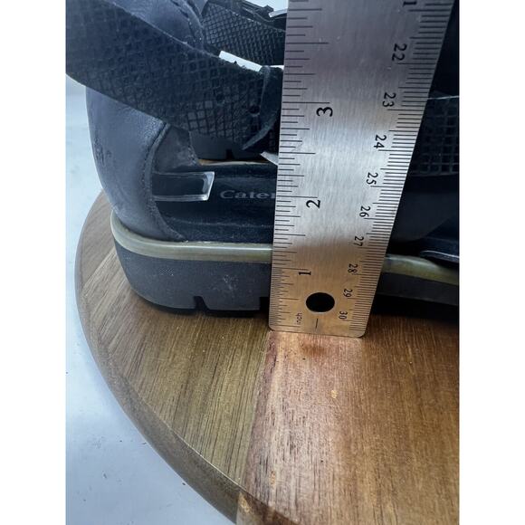 Cat Caterpillar Sandal Womens Leather Shanna Ankel Strap Thong‎ Black Size 10 - Picture 11 of 11